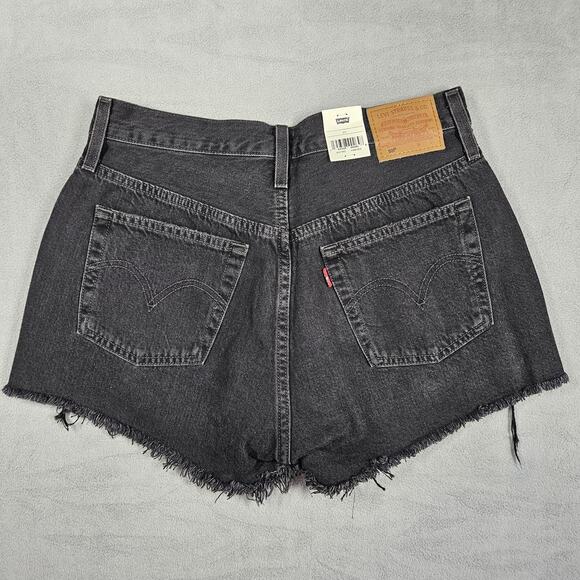 Levi's 501 Shorts Womens Size 29 Denim Black Raw Hem Cutoffs Coquette High Rise - Picture 5 of 11